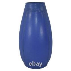 Teco Pottery Matte Blue Arts And Crafts Tall Vase Shape 252 (H. Garden)