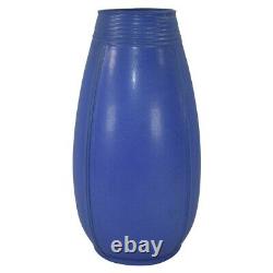 Teco Pottery Matte Blue Arts And Crafts Tall Vase Shape 252 (H. Garden)
