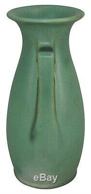 Teco Pottery Matte Green Two Handled Arts And Crafts Ceramic Vase 407
