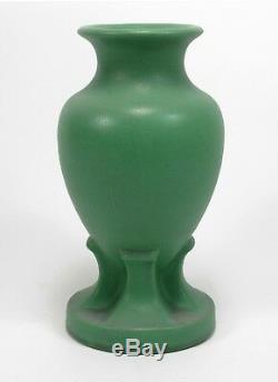 Teco Pottery Urn on 4 buttress base matte green Arts & Crafts prairie school