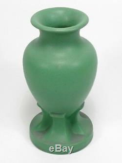 Teco Pottery Urn on 4 buttress base matte green Arts & Crafts prairie school