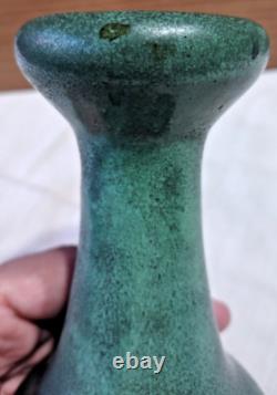 Teco Pottery Vase Matte Green Arts & Crafts 7-1/2'
