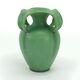 Teco Pottery Matte Green 4 Curled Leaf Handle Vase Shape 185 Arts& Crafts Gates