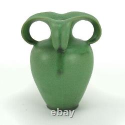 Teco Pottery matte green 4 curled leaf handle vase shape 185 Arts& Crafts Gates