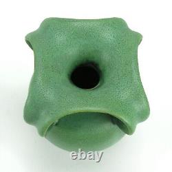 Teco Pottery matte green 4 curled leaf handle vase shape 185 Arts& Crafts Gates