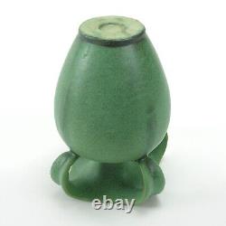 Teco Pottery matte green 4 curled leaf handle vase shape 185 Arts& Crafts Gates