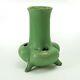 Teco Pottery Matte Green Reticulated 3 Lobe Footed Vase Shape 115 Arts & Crafts