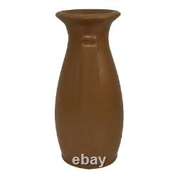 Teco Vintage Arts And Crafts Pottery Matte Brown Handled Ceramic Vase 407