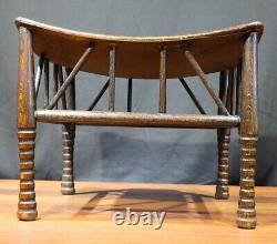 Thebes stool, Arts & Crafts stained oak, prob. Liberty & Co, circa 1890