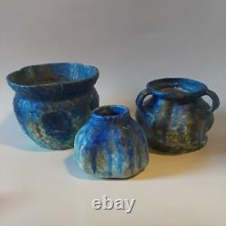 Three 1920's English Arts & Crafts / Art Deco Bretby Blue Pottery Vase