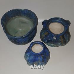 Three 1920's English Arts & Crafts / Art Deco Bretby Blue Pottery Vase