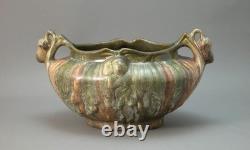 Thulin Belgian Art & Crafts Vase Acorn Décor w Drip Glaze Pottery