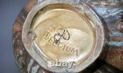 Thulin Belgian Art & Crafts Vase Acorn Décor w Drip Glaze Pottery