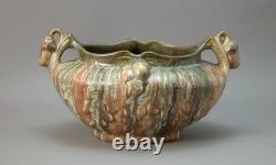 Thulin Belgian Art & Crafts Vase Acorn Décor w Drip Glaze Pottery