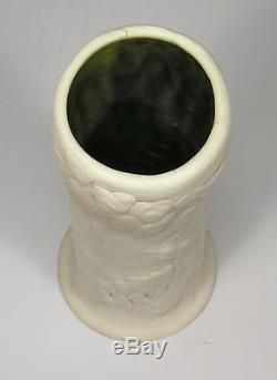 Tiffany Favrille Pottery arts & crafts matte bisque & green glazed sumac design