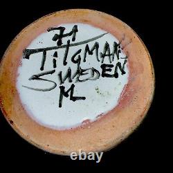 Tilgmans Sweden Ceramic Vase 1971-Handmade & Painted-SIGNED-6.5 Tall-2.75 Día