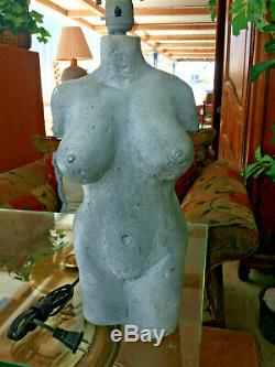 Unique Mid Century Modern Nude Lady Table Lamp Vtg Art & Crafts Pottery Gray