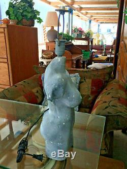 Unique Mid Century Modern Nude Lady Table Lamp Vtg Art & Crafts Pottery Gray