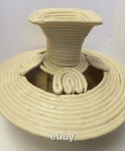 Unusual Mid Century Modern Art Pottery Coil Flower Vase Signed Dan Gehan