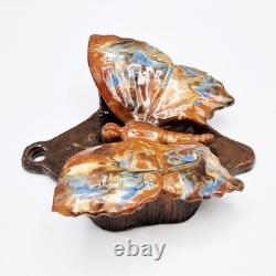 VICTORIAN ARTS & CRAFTS CH BRANNAM BARUM POTTERY BUTTERFLY WALL POCKET c1890