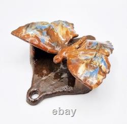 VICTORIAN ARTS & CRAFTS CH BRANNAM BARUM POTTERY BUTTERFLY WALL POCKET c1890