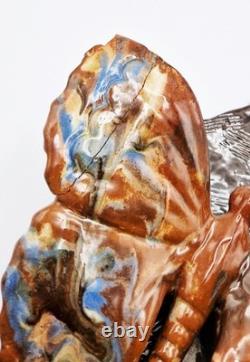 VICTORIAN ARTS & CRAFTS CH BRANNAM BARUM POTTERY BUTTERFLY WALL POCKET c1890