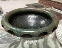 VTG 85' Arts And Crafts Pottery Cut Out Design Flying Saucer Vessel Bowl Signed