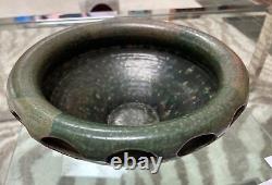 VTG 85' Arts And Crafts Pottery Cut Out Design Flying Saucer Vessel Bowl Signed