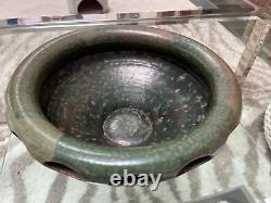 VTG 85' Arts And Crafts Pottery Cut Out Design Flying Saucer Vessel Bowl Signed