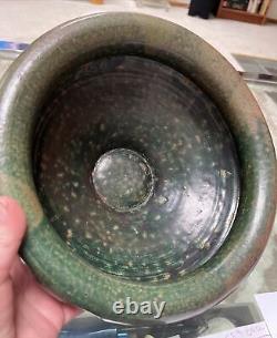 VTG 85' Arts And Crafts Pottery Cut Out Design Flying Saucer Vessel Bowl Signed