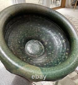 VTG 85' Arts And Crafts Pottery Cut Out Design Flying Saucer Vessel Bowl Signed