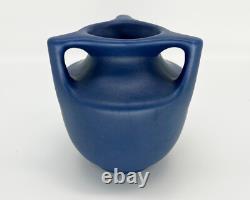 VTG. Haeger Pottery 1920-30s 3 Handle Vase Urn No. 43 Arts & Crafts Matte Cobalt