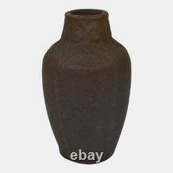 Van Briggle 1907-12 Vintage Arts And Crafts Pottery Dark Brown Blue Ceramic Vase