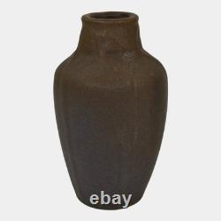 Van Briggle 1907-12 Vintage Arts And Crafts Pottery Dark Brown Blue Ceramic Vase
