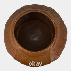 Van Briggle 1917 Vintage Arts And Crafts Pottery Broad Leaves Brown Bowl 428