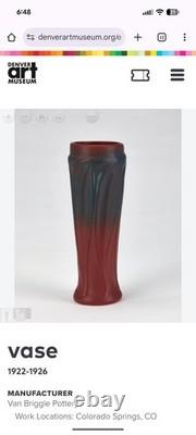 Van Briggle 1920s Blue Over Mulberry Glaze Vase 8, As Seen @ Denver Art Museum