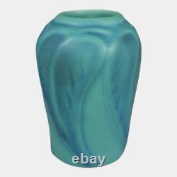Van Briggle 1920s Vintage Arts And Crafts Pottery Blue Ceramic Leaf Vase 859