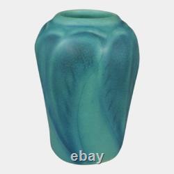Van Briggle 1920s Vintage Arts And Crafts Pottery Blue Ceramic Leaf Vase 859