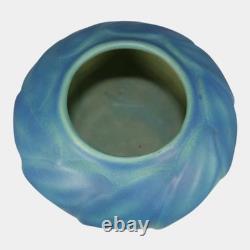 Van Briggle 1920s Vintage Arts And Crafts Pottery Blue Ceramic Leaves Vase 510