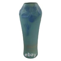 Van Briggle 1920s Vintage Arts And Crafts Pottery Blue Floral Floor Vase