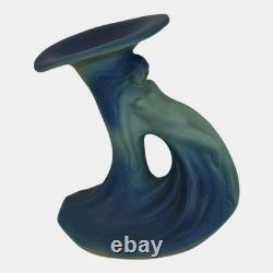 Van Briggle 1920s Vintage Arts and Crafts Lady of the Lily Blue Pottery Vase