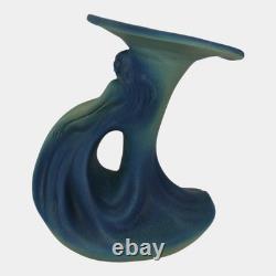 Van Briggle 1920s Vintage Arts and Crafts Lady of the Lily Blue Pottery Vase