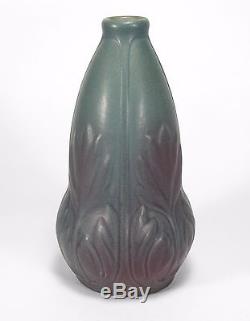 Van Briggle Pottery 1903 shape 202 Arts & Crafts purple blue stylized leaf vase