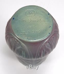 Van Briggle Pottery 1903 shape 202 Arts & Crafts purple blue stylized leaf vase