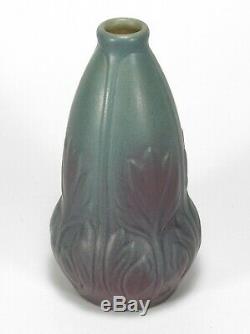 Van Briggle Pottery 1903 vase shape 202 Arts & Crafts matte blue purple bi color