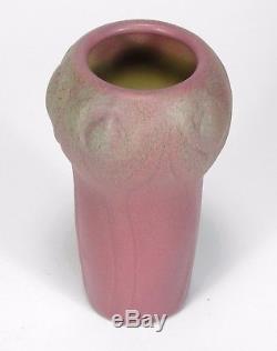 Van Briggle Pottery 1905 crocus vase Arts & Crafts matte rose green curdled #95