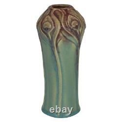 Van Briggle Pottery 1907-12 Blue and Red Stylized Flowers Arts and Crafts Vase