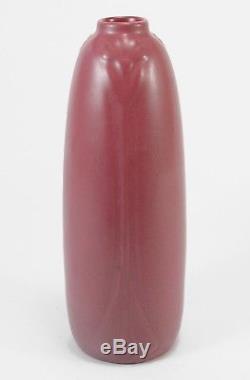 Van Briggle Pottery 1915 Arts & Crafts 10.4 mulberry red floral vase shape 753