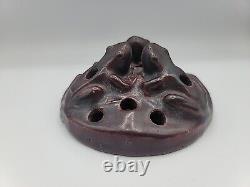 Van Briggle Pottery 1915 three frog Mulberry glaze flower holder Arts & Crafts