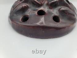 Van Briggle Pottery 1915 three frog Mulberry glaze flower holder Arts & Crafts